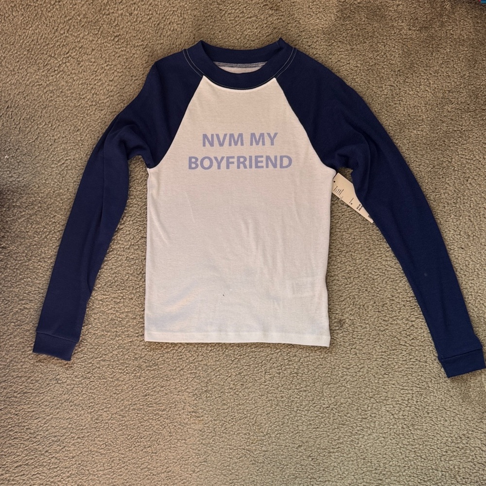 Navy and White Kids Raglan Shirt